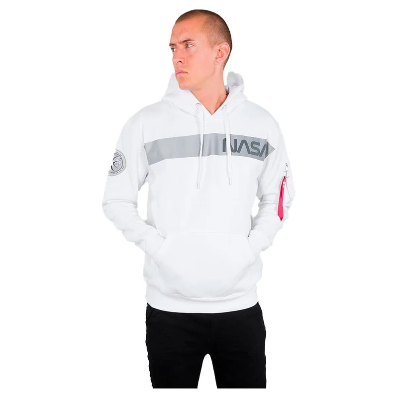 ALPHA INDUSTRIES Men's NASA RS Sports Hoodie, White, S