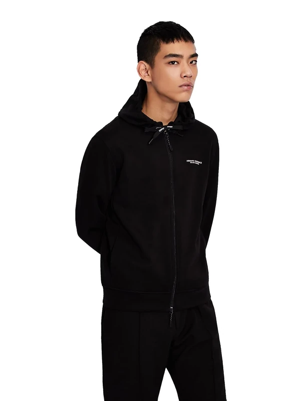 Armani Exchange Men's Everyday French Terry Hoodie, Black, Large