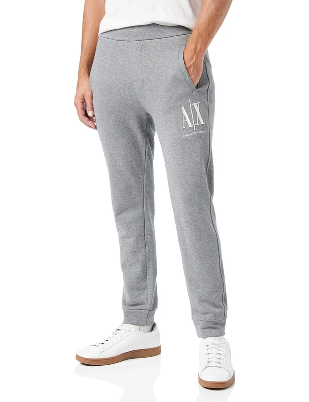 Armani Exchange Men's Icon Project Embroidered Jogger Sports Trousers, Grey (Bc09 Grey 3930), 26 (Size: X-Large)