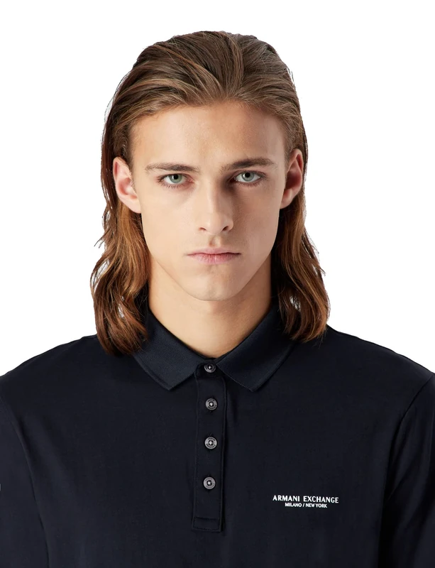 Armani Exchange Men's 4 Buttons Polo Shirt, Blue, S UK