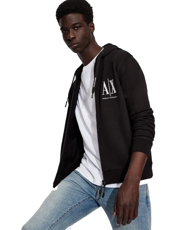 Armani Exchange Men's Icon Hoodie, Black (Black 1200), X-Small