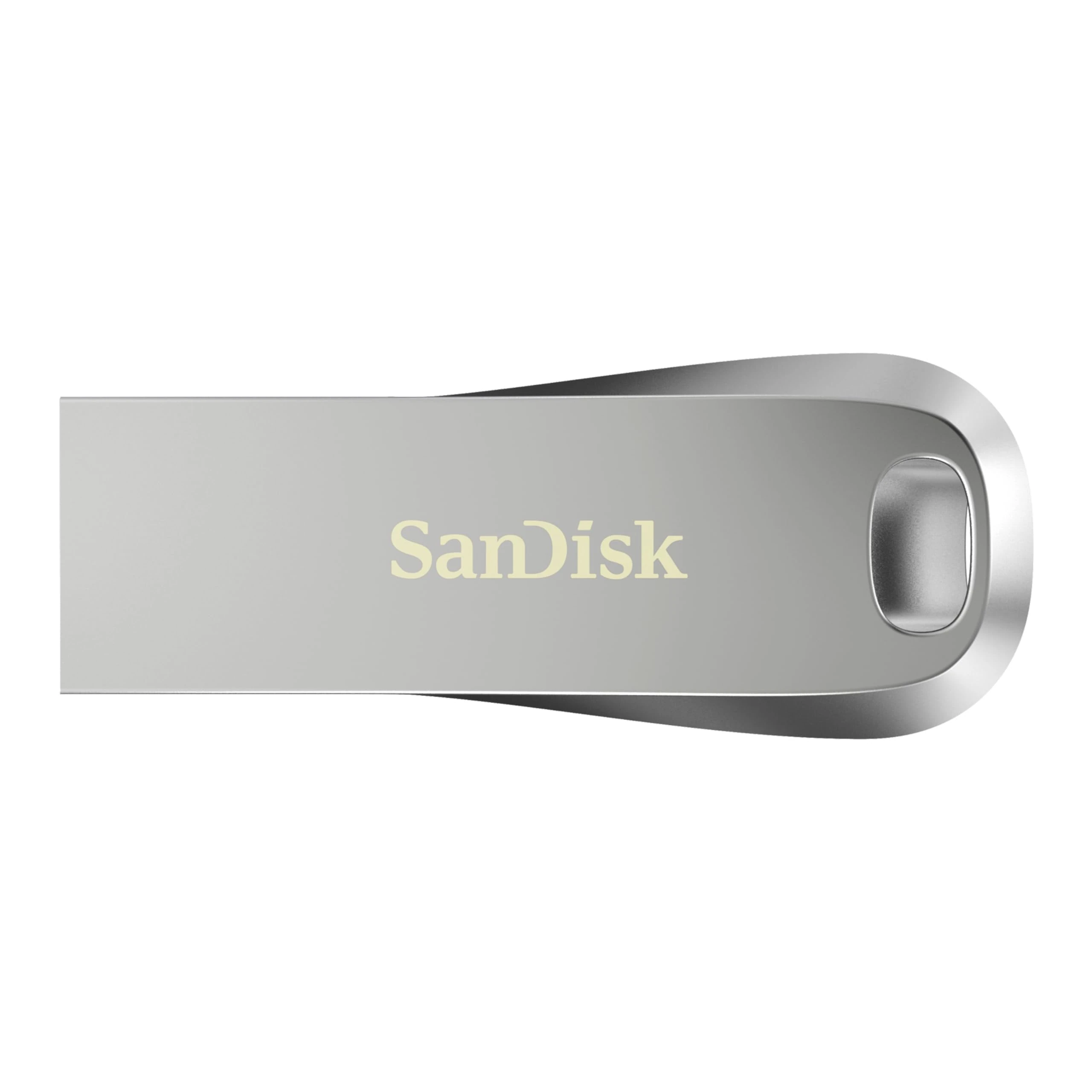 SanDisk Ultra Luxe Type A Flash Drive, 256GB USB stick, Memory stick USB 3.2 Gen 1 + USB 3.0 capable up to 400 MB/s read speeds, Password protection, USB 3.2 Gen 1, Metal Design, Silver