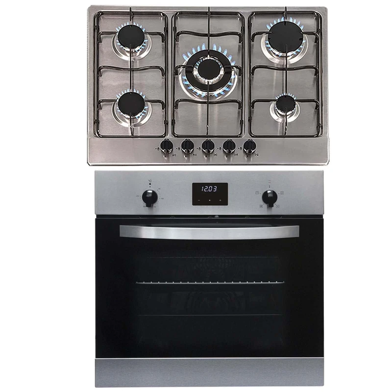 SIA 60cm Stainless Steel Single Electric True Fan Oven And 5 Burner 70cm Gas Hob