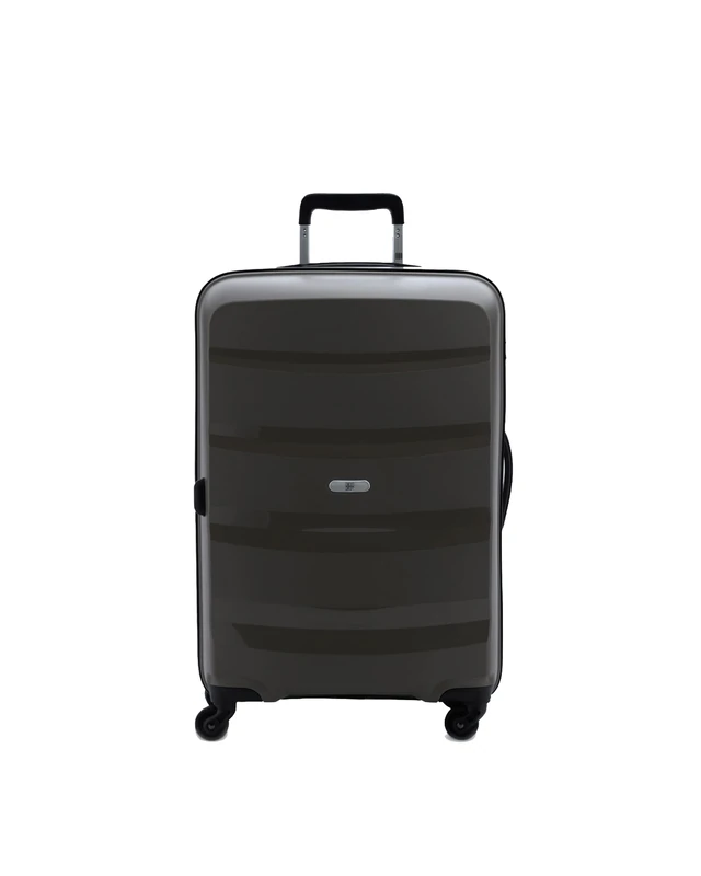BIBA Trolley Type Travel Suitcase, Carri G CR20 Cabin Suitcase, Trolley Handle, Zip Closure, PP Polypropylene, Black/White, L, Suitcases & Trolleys