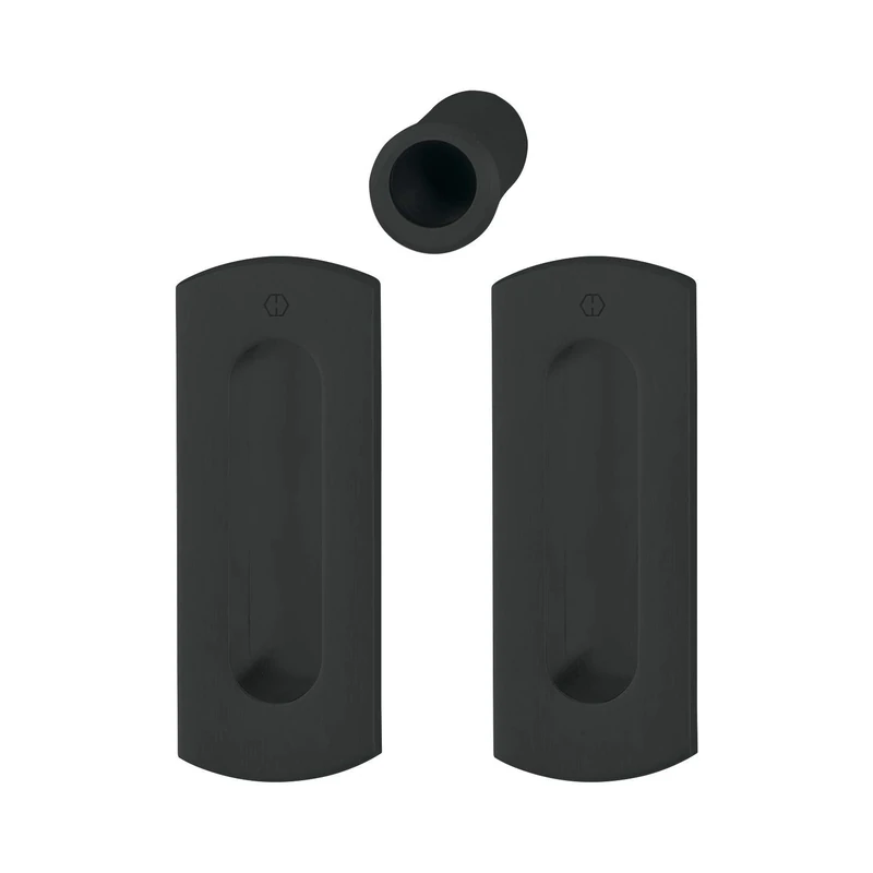Hoppe Sliding Door Handle Set M463 – Rounded Corners Without Holes Brass Black - Image 1