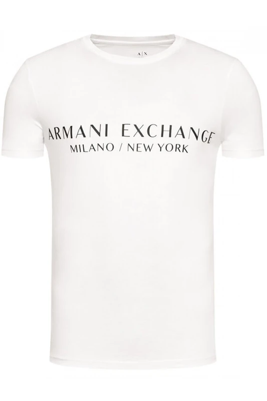 Armani Exchange Men's Short Sleeve Milan New York Logo Crew Neck T-Shirt, White/Opulent Garden, S
