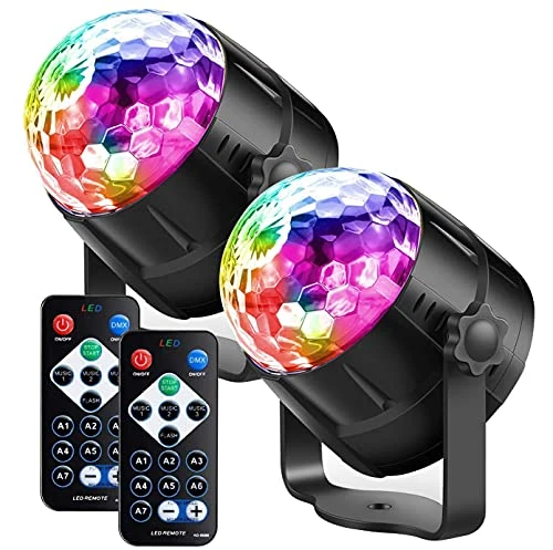 Party Lights Disco Ball WINSAFE LED Lights Sound Activated, RBG Disco Portable Light for Home Room Dance Parties Birthday Bar Karaoke Xmas Wedding Show with Remote