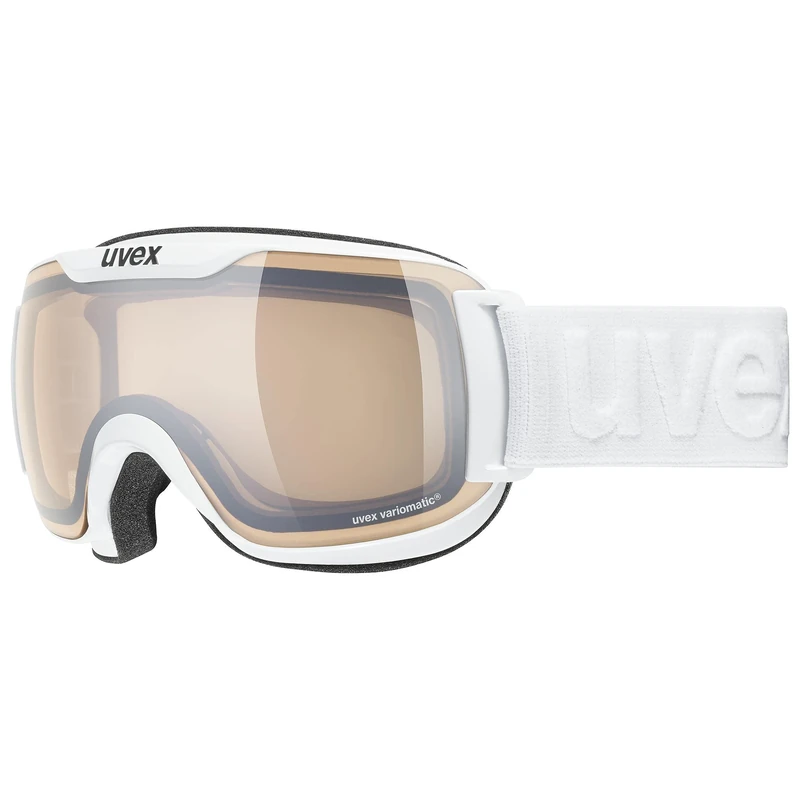 Uvex Downhill 2000 S V - Ski Goggle for Men and Women - Self-Tinting & Mirrored Lenses - Anti-Fog Technology - White/Silver-Clear - One Size