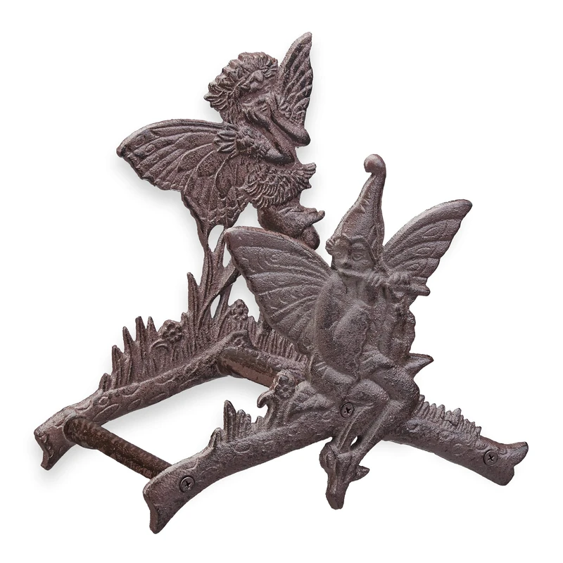 Relaxdays Ornate Hose Reel, Garden Hose Wall Holder with Nostalgic Look, Cast Iron, Hanging, Dark Brown