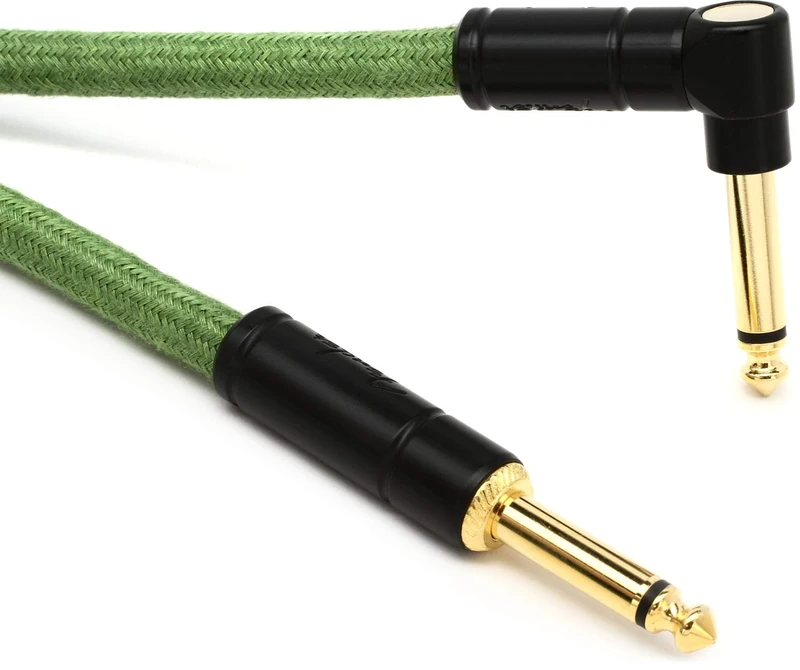 Fender® Festival - Hemp Instrument Cable - 18.6 ft (5.5m) - STR/ANG - Green - Image 1