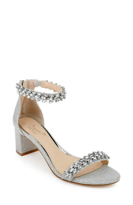 Jewel Badgley Mischka Women's Bronwen Heeled Sandal, Silver, 5 UK