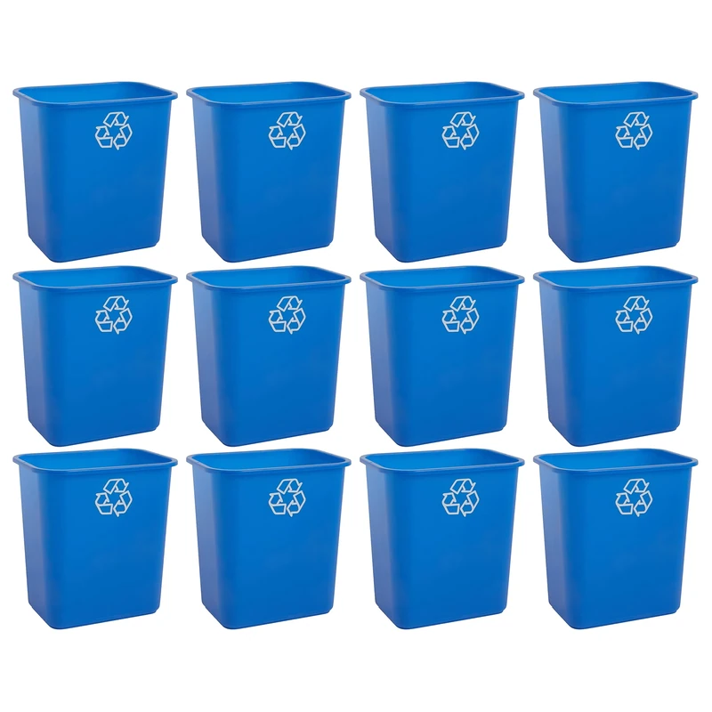 United Solutions Recycling Wastebasket 7 Gal 12PK, Blue, 7-Gal