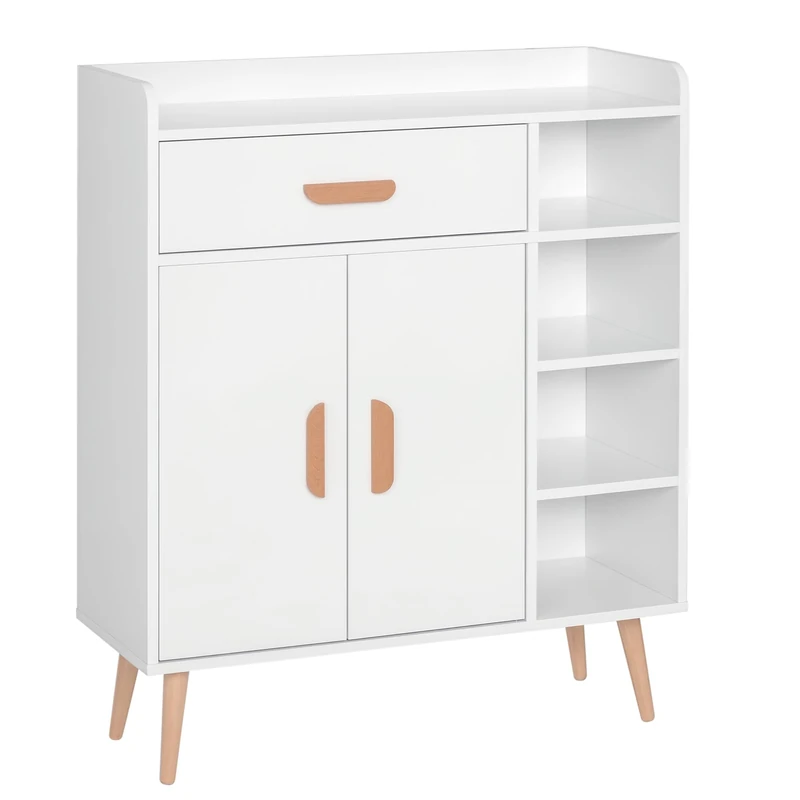 HOMCOM Sideboard, Side Cabinet, Floor Cupboard with Storage Drawer for Hallway, Kitchen, Bedroom, Living Room, White