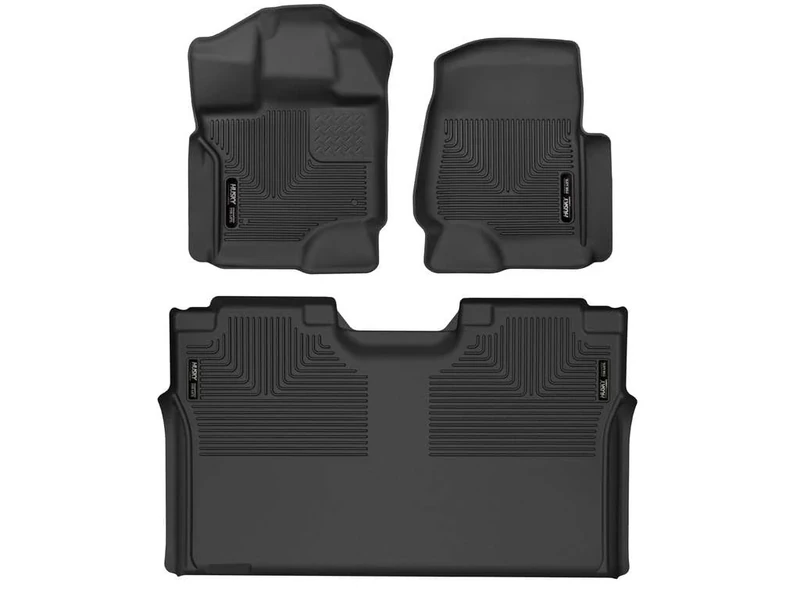 Husky Liners X-act Contour Series | Front & 2nd Seat Floor Liners - Black | 53498 | Fits 2015-2022 Ford F-150 SuperCrew Cab w/o Fold Flat Storage 3 Pcs