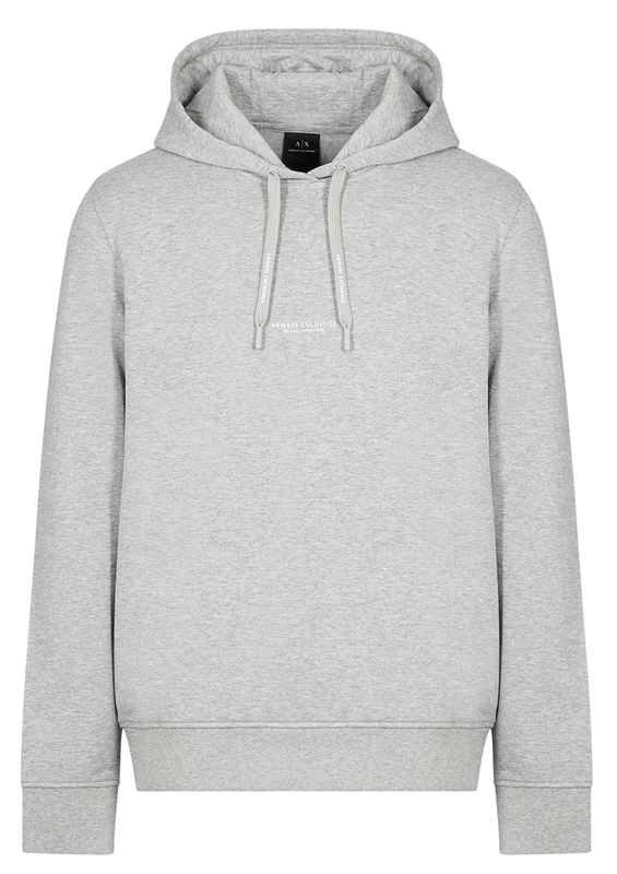 Armani Exchange A|X Mens Hooded Small Logo Sweatshirt, Bc06 Alloy Heather, M
