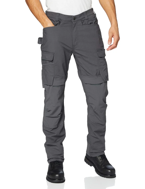 Carhartt Steel Rugged Flex Relaxed Fit Doppelfront-Cargo-Arbeitshose mit Mehreren Taschen, Herren, Grau, W28/L32