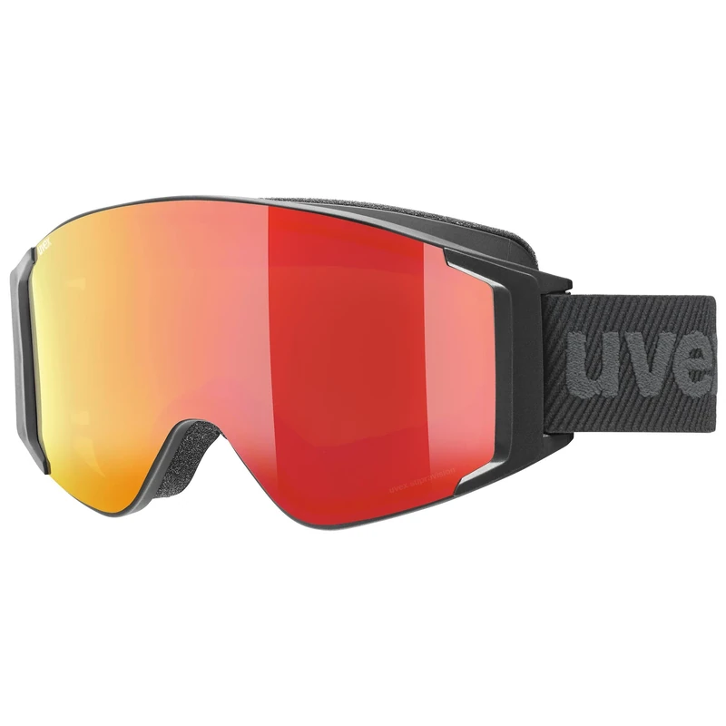 uvex g.gl 3000 TO - Ski Goggle for Men and Women - incl. Interchangeable Lenses - Extended Field of Vision & Anti-Fog Coating - Black Matt/Red-Lasergold Lite - One Size