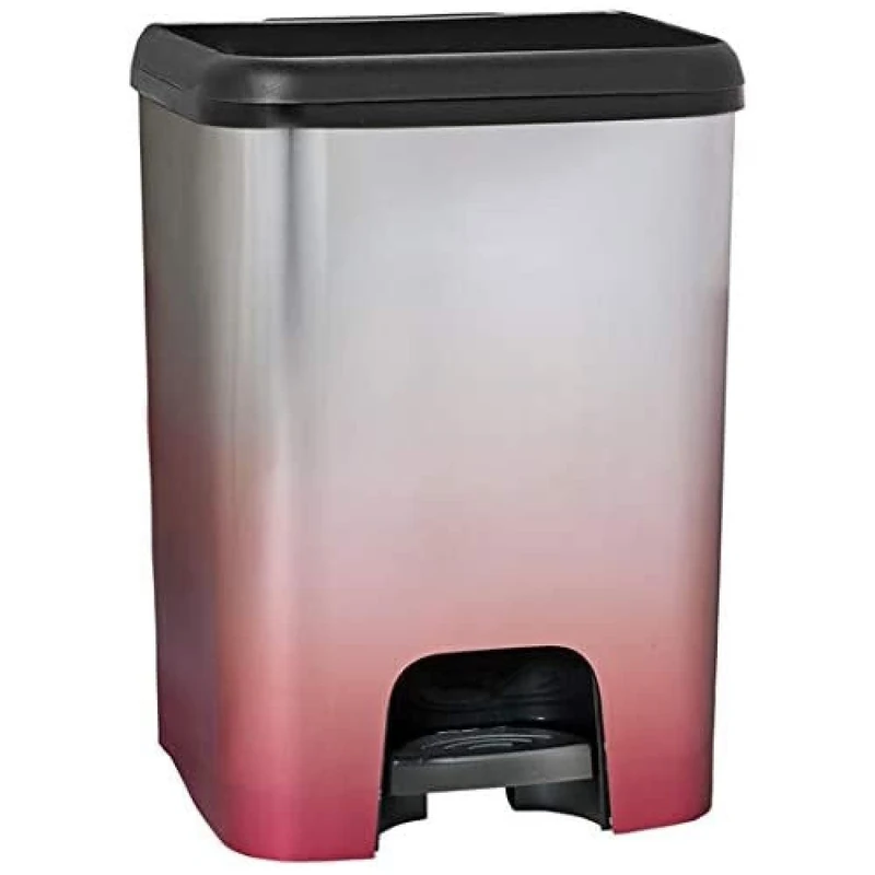 Grey Plastic Wastebasket, Metallic, Small