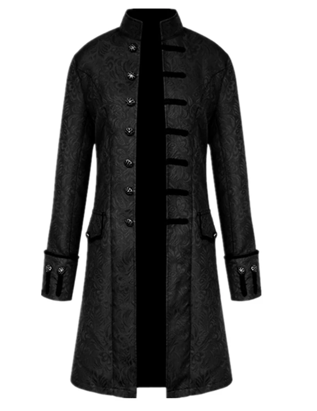 Crubelon Men's Steampunk Vintage Tailcoat Jacket Gothic Victorian Frock Coat Uniform Halloween Costume - Black - Small