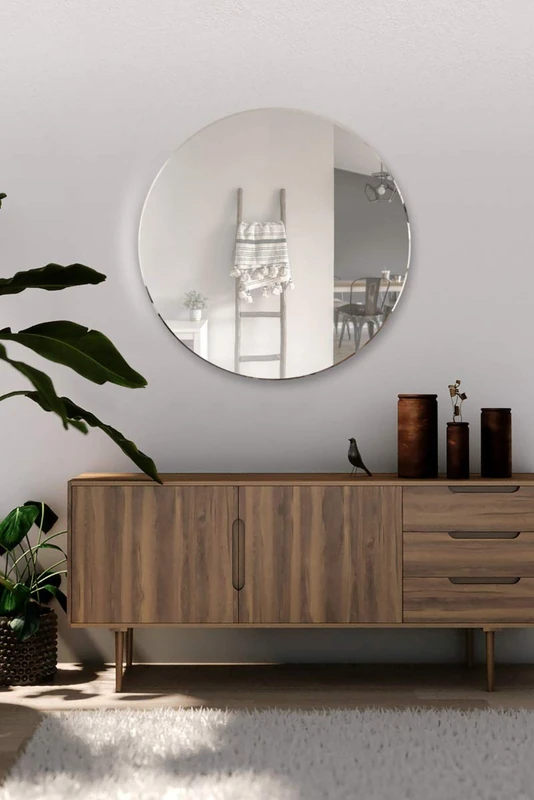 MirrorOutlet YC092 All Glass Bevelled Classic Design Round Mirror 60 x 60CM 2ft x 2ft