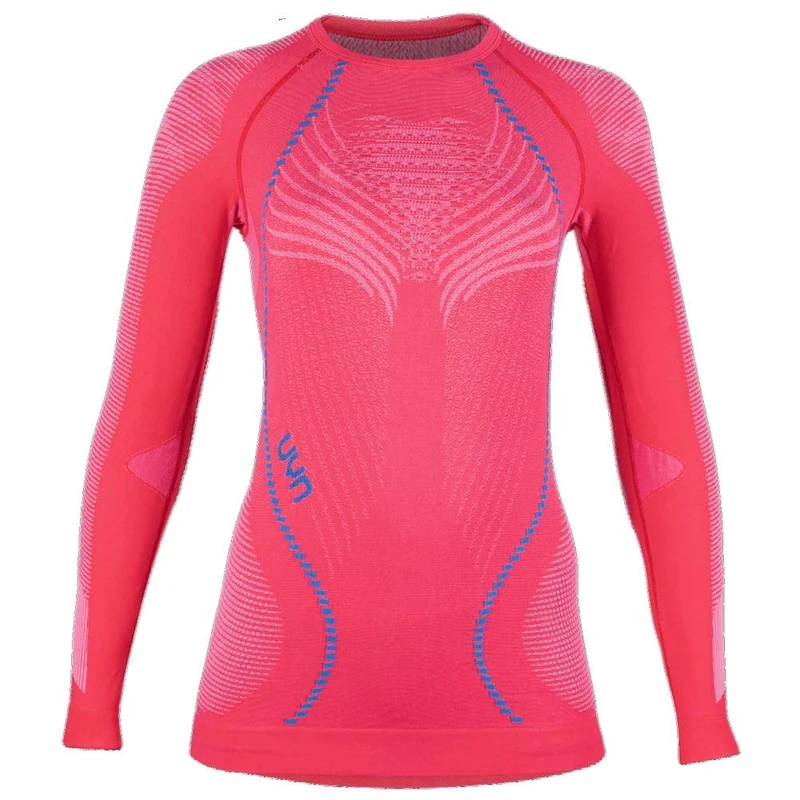 UYN Women's AMBITYON UW LG_SL. T-Shirt, Geranium/Pearl Grey/Atlantic, X-Small