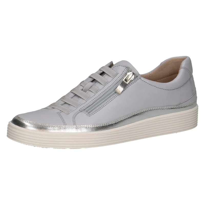 CAPRICE Women's Low-top Leather Sneakers with Zipper, Gray (Lt.Blue Perl), 5 UK