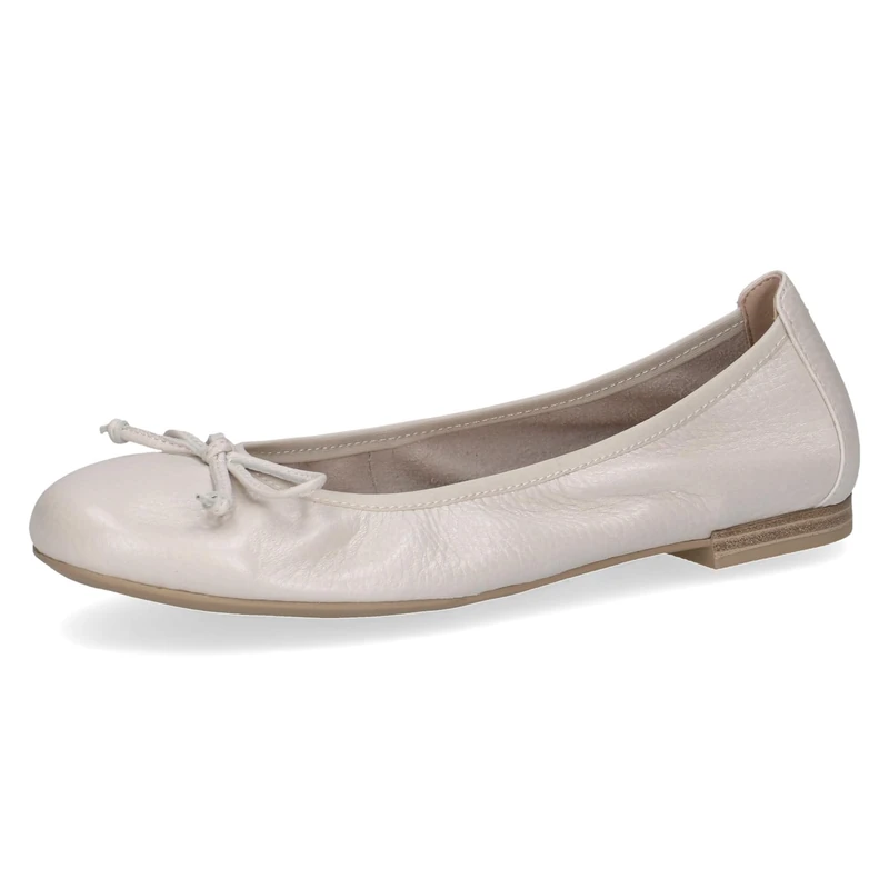 CAPRICE Women Ballet Flats Leather Bow, Cream (Pearl Perl Dee), 6.5 UK