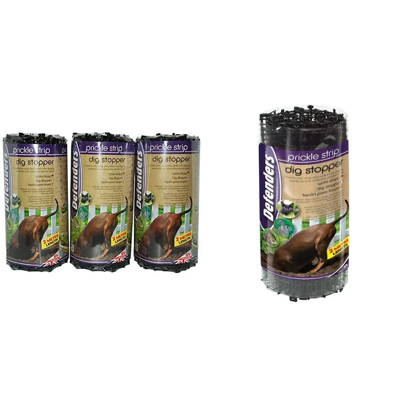 Defenders Prickle Strip Dig Stopper, Cat & Dog Repellent 28 cm x 2 m, Black 3-Pack