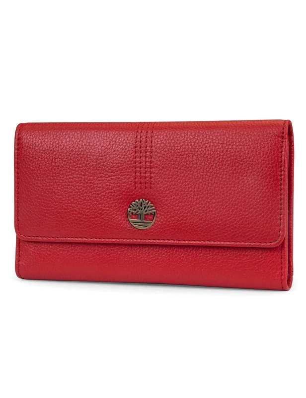 Timberland womens Leather Rfid Flap Cluth Organizer Wallet, Cherry (Pebble), One Size UK