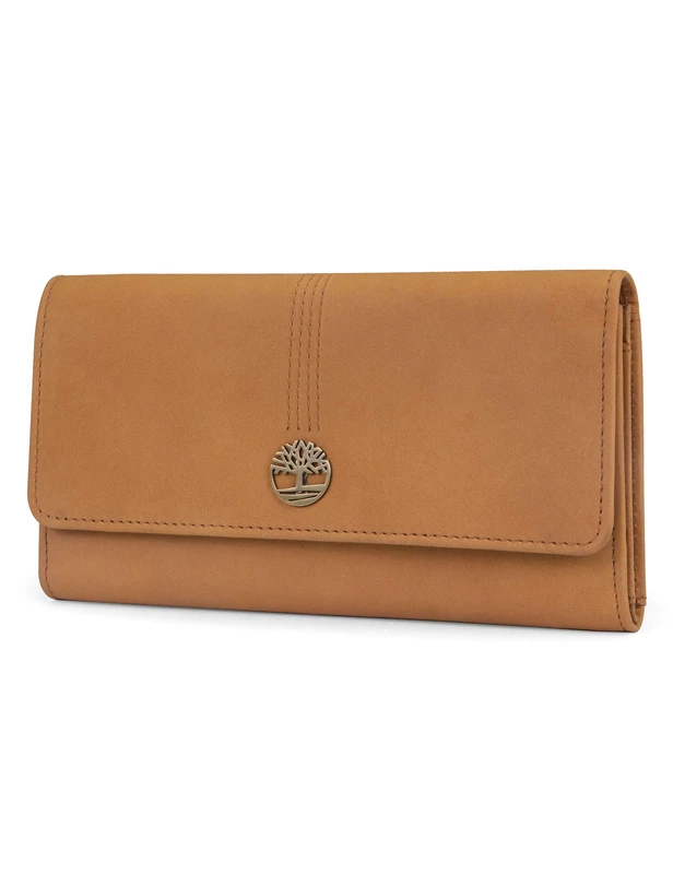 Timberland Women Leather RFID Flap Wallet Clutch Organizer, Wheat (Nubuck), One Size