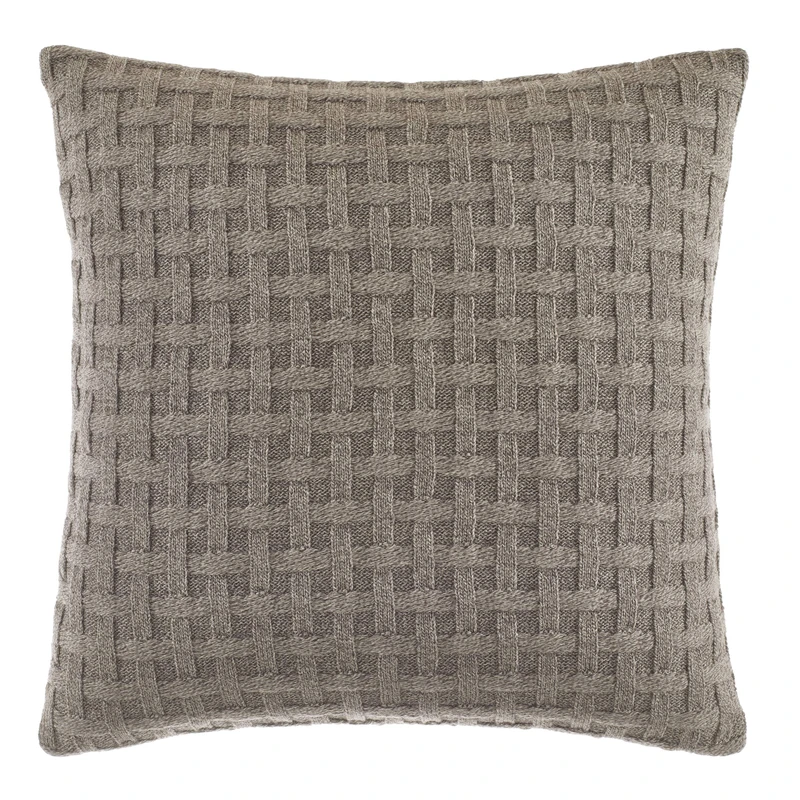 Nautica | 100% Cotton Twill Basket Weave Knit Reversible Decorative Accent Throw Pillow/Sham, Zipper Closure, Mocha, Square_16_inches