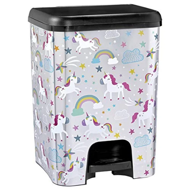 Grey Plastic Wastebasket, Silver, Small