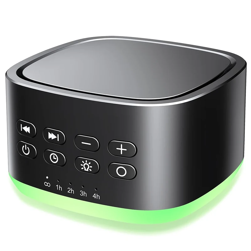Magicteam White Noise Machine 10 Colors Lights and 25 Soothing Sounds Sleep Sound Machine with 5 Timers with Memory Feature Portable Sound Machine for Baby Adults. (Black N)