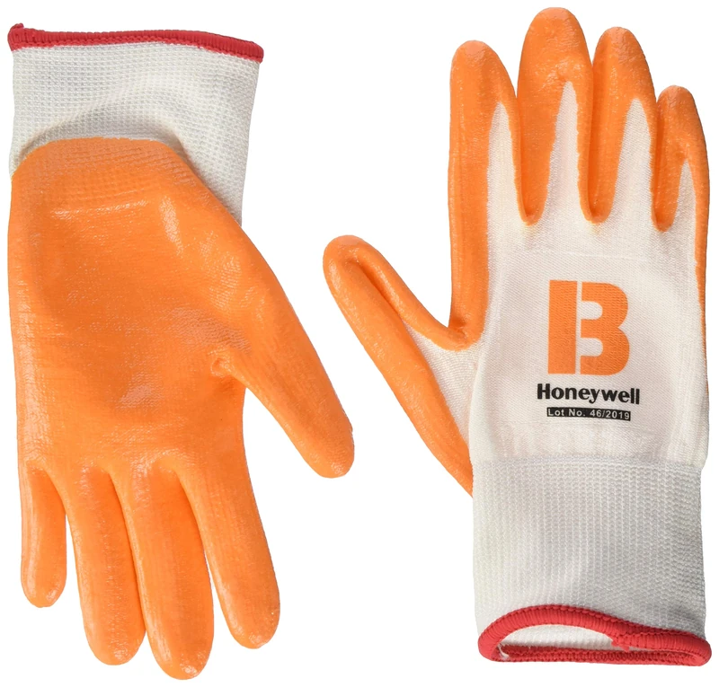Honeywell Check and Go Nit 3 Gloves, White/Amber, Size 7 (Pack of 10) - Image 1