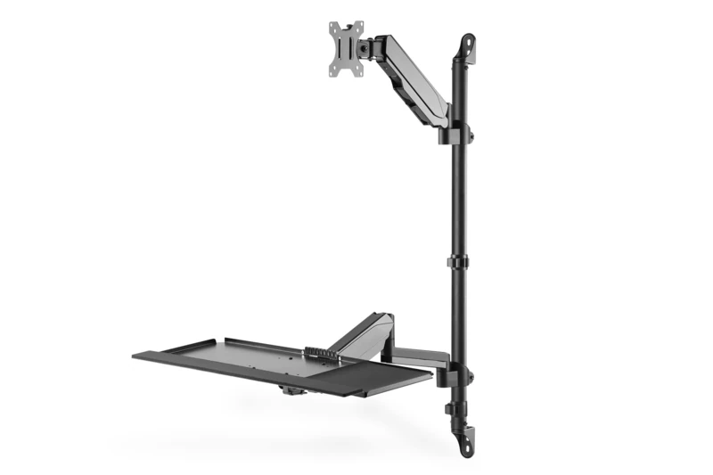 DIGITUS Standing/sitting workstation - Monitor & PC mount & keyboard tray - Wall mounting - 2x gas pressure spring - 1 monitor - Up to 32 inch - VESA 75x75, 100x100 - Black