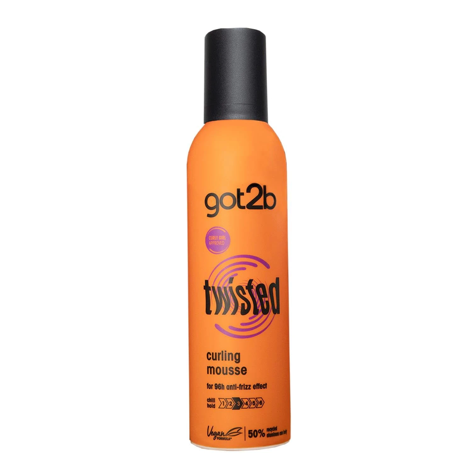 got2b Twisted Curling Mousse 250 ml, Chill Hold Mousse for Curly Hair, 96h Long-Lasting Anti-Frizz Effect, Moisturised Feeling, Vegan Formula