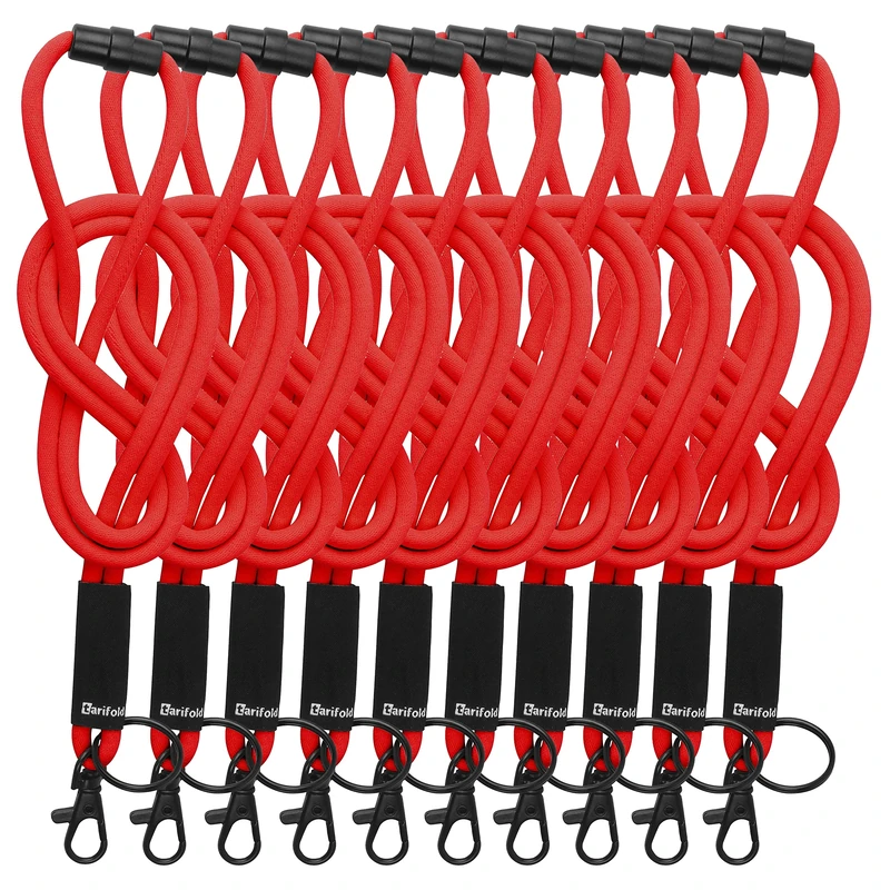 Tarifold ES 200543 – Pack of 10 Neck Lanyards for ID Cards, Keys, Very Soft Fabric, Safety Lock, Red