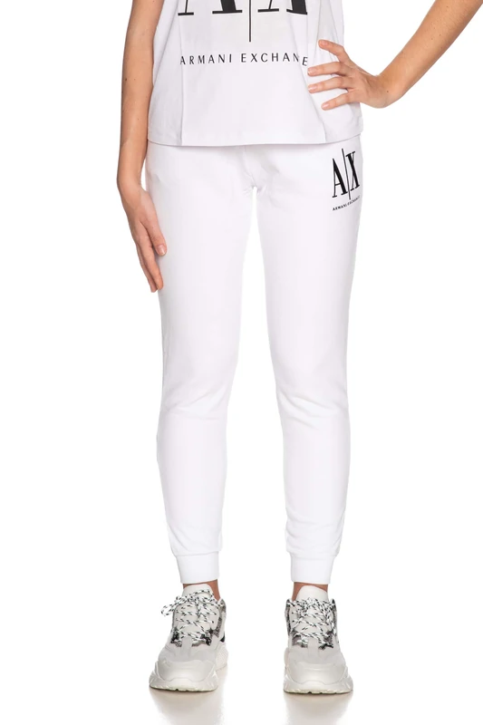 Armani Exchange Women's Icon Project Jogger Sports Trousers, White (Optic White 1000), 12 (Size: Small)