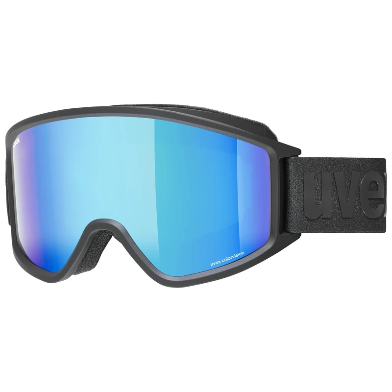 Uvex g.gl 3000 CV - Ski Goggle for Men and Women - Contrast Enhancing - Extended Field of Vision & Anti-Fog Coating - Black Matt/Blue-Green - One Size