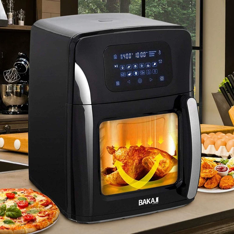 Bakaji Oven Fryer Hot Air Fridge Cooking Grill Dry Oil Free Airfryer Capacity 12L LED Display Touch 12 Programmes Timer Temperature Control Power 1800W - Image 1