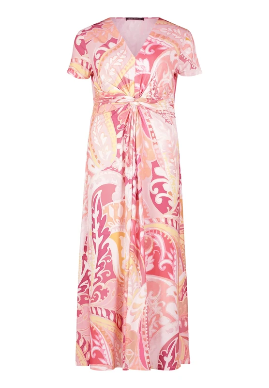 Betty Barclay Women's Ruffle Midi Dress, Rose/Yellow, 18 - Image 1