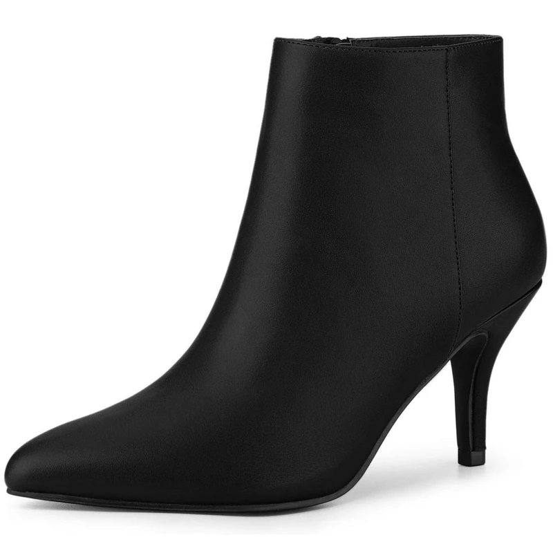 Allegra K Women's Pointed Toe Zipper Stiletto Heel Ankle Boots Black 5 UK/Label Size 7 US