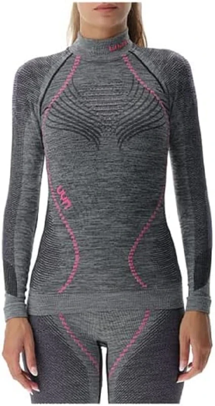 UYN Lady Ambityon Uw Lg_sl Melange Turtle Neck Shirt, Black Melange/Purple/Raspberry, XS UK