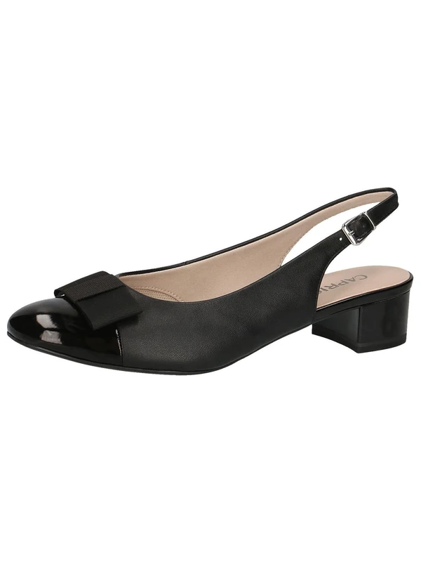 CAPRICE Women Slingback Pumps Bow Elegant, Black (Black Comb), 5 UK