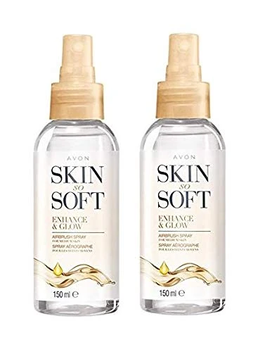 Avon 2 x SKIN SO SOFT Enhance & Glow - AIRBRUSH Mosquito Insect Repellent Dry Oil Body Spray with CITRONELLOL - Image 1