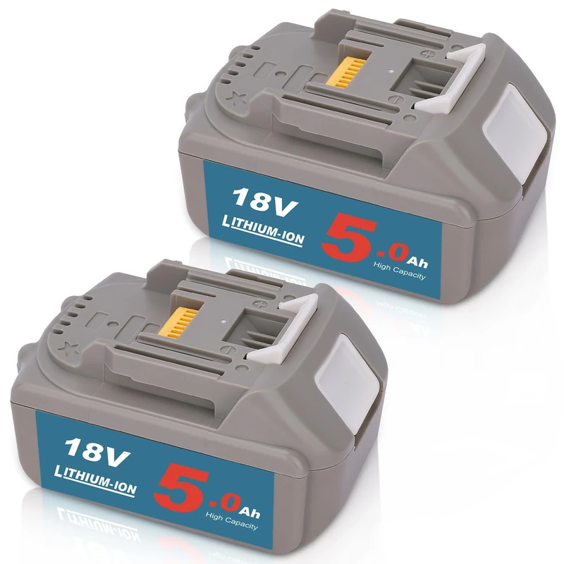 2X 5000mAh BL1850 18V Replacement for Makita 18V Battery BL1850B BL1840 BL1830 BL1850B BL1860B battery with LED indicators (Grey)