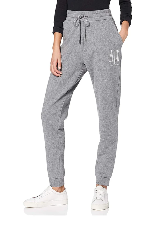 Armani Exchange Women's Icon Project Embroidered Drawstring Sweatpant Sports Trousers, Grey (Bc Grey 3930), 10 (Size: X-Small)