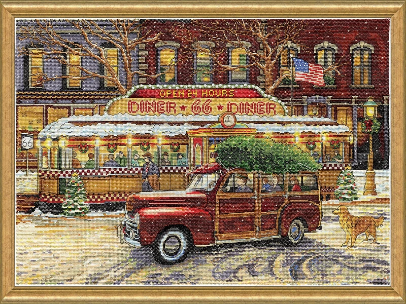 Design Works Counted Cross Stitch Kit 14"X20"-Route 66 Christmas (14 Count)