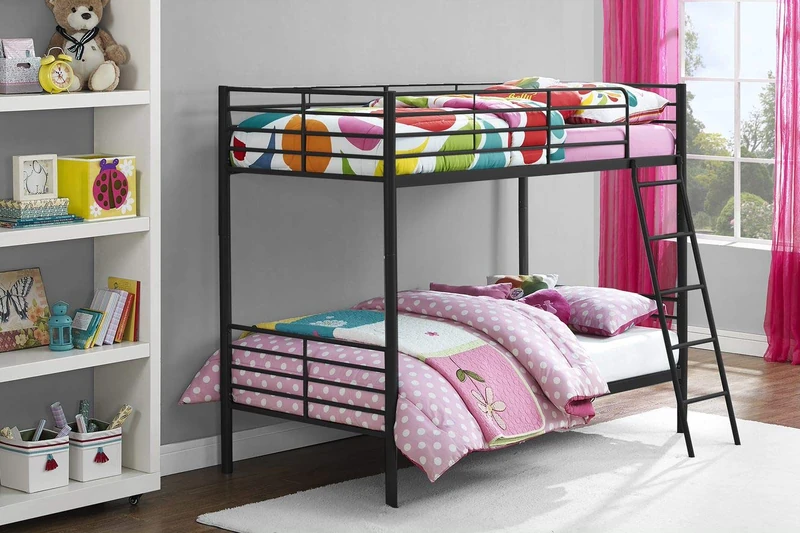 DHP Furniture Convertible Bunk Bed Black Single Over Single