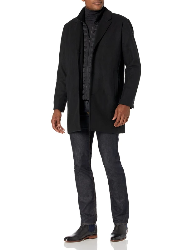 Dockers Men's Henry Wool Blend Top Coat (Regular and Big & Tall Sizes), Black, XXL
